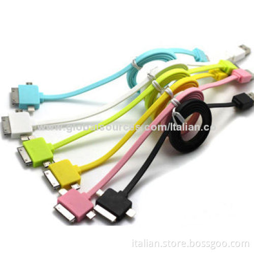 Universal 3-in-1 USB data cable with TPE material any length can be do